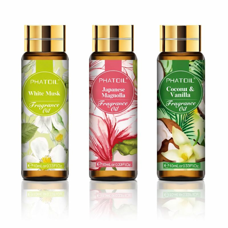 Trio d’huiles parfumées Douceur – Coconut Vanilla, Musc blanc & Magnolia