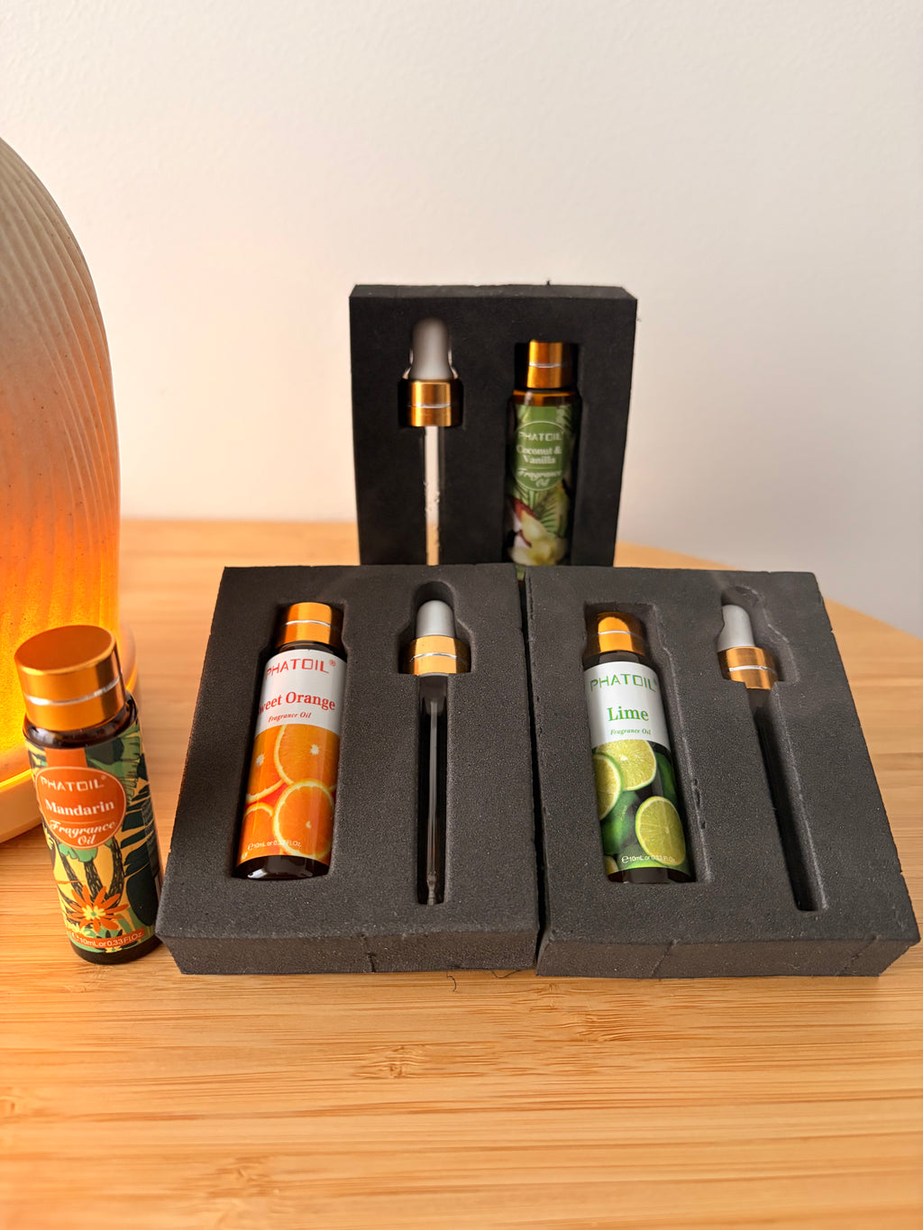 Trio d’huiles parfumées Agrumes – Mandarine, Citron & Orange douce